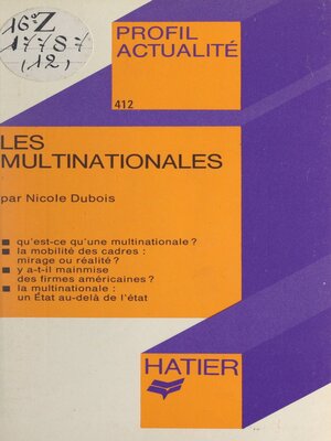cover image of Les multinationales